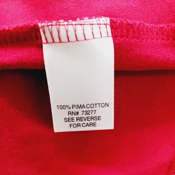 T-Shirt Red White Paisley Floral Pima Cotton Boho Bloomcore Cozy Casual Size XL - Picture 6 of 12